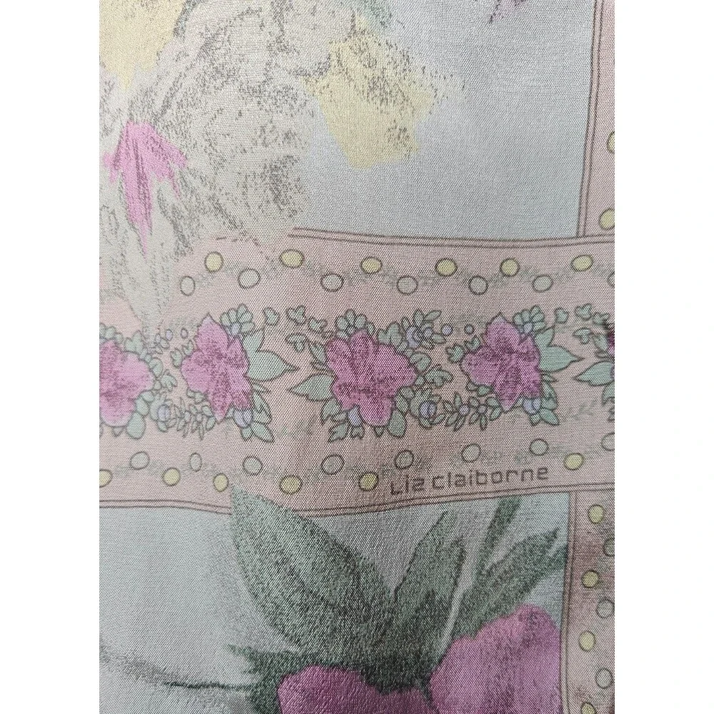 Vtg Liz Claiborne Silk Scarf Floral Rectangular 10x50 Made in Japan Cottagecore